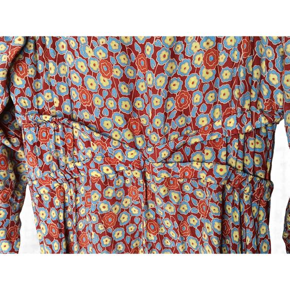 New Joie Eilish Floral Maxi Dress Fired Brick Multi Long Sleeve Boho Size S - Picture 13 of 16
